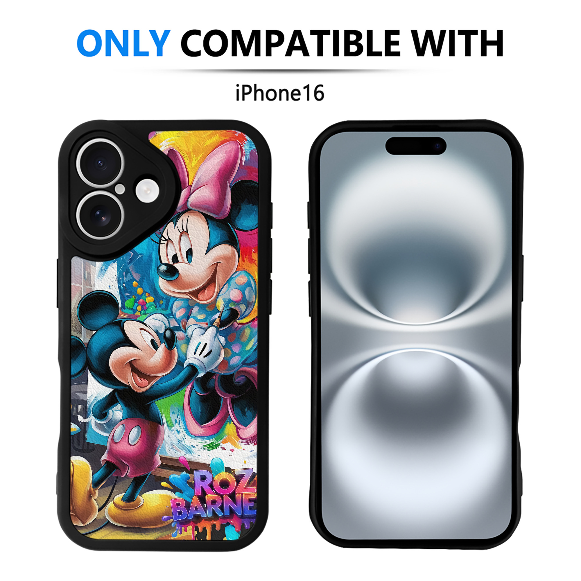 （画像用） ミッキーマウス Mickey Mouse 【iPhone 16シリーズ対応】シリコンスマホケース（レザー調） 材質：シリコン